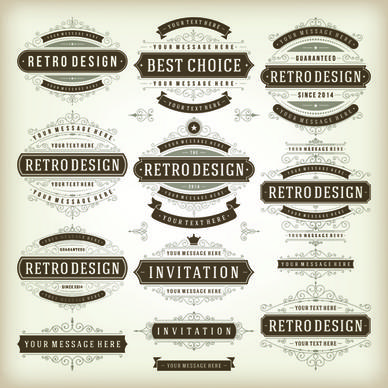 retro ribbon labels design graphics vector