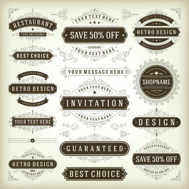 retro ribbon labels design graphics vector