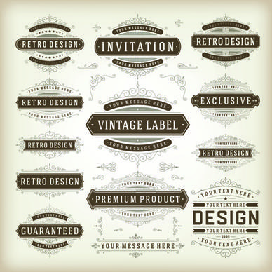 retro ribbon labels design graphics vector