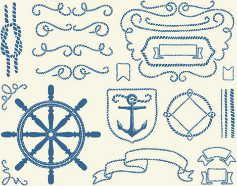 hand drawn nautical elements vector