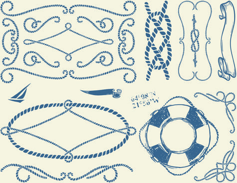 hand drawn nautical elements vector