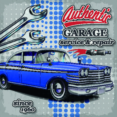 grunge style retro car poster vector