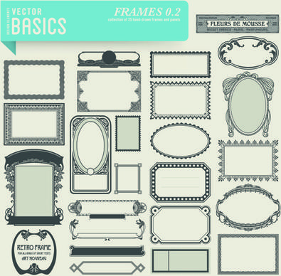 vector retro frames design graphics set