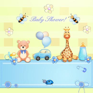 cute toy with baby card vector