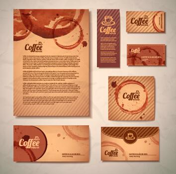 delicate coffee cards design vector