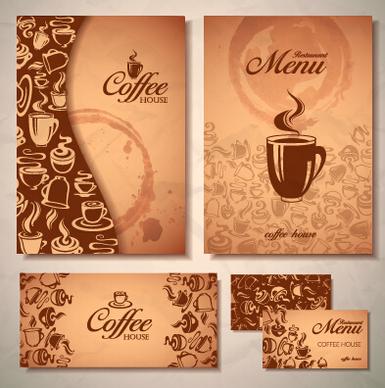 delicate coffee cards design vector