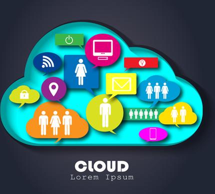 people social networks clouds vector