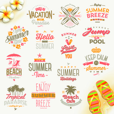 travel summer holiday labels set vector