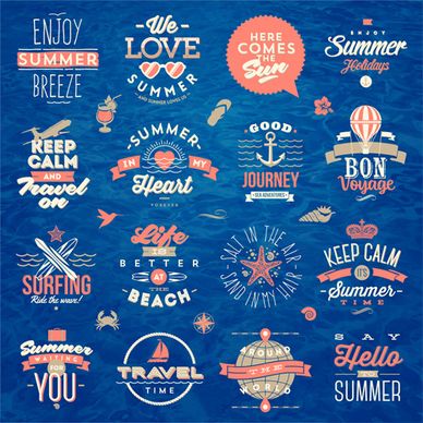 travel summer holiday labels set vector