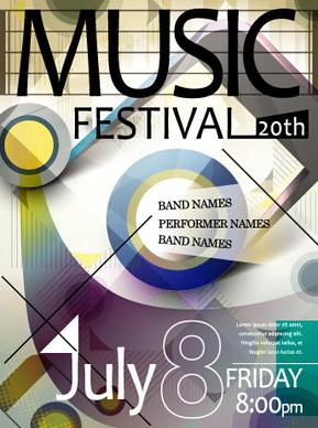 retro music concert flyer cover design vector