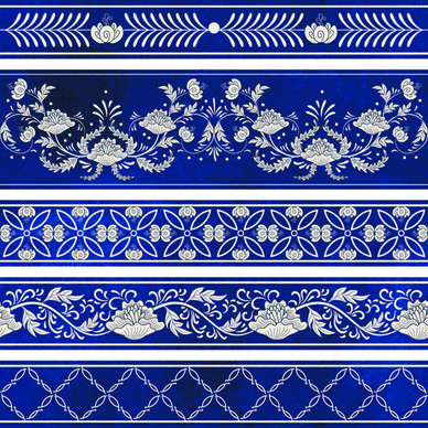 blue decorative ornaments russian style vector