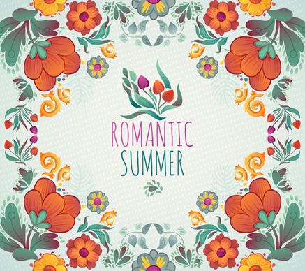 romantic summer floral cards design vector