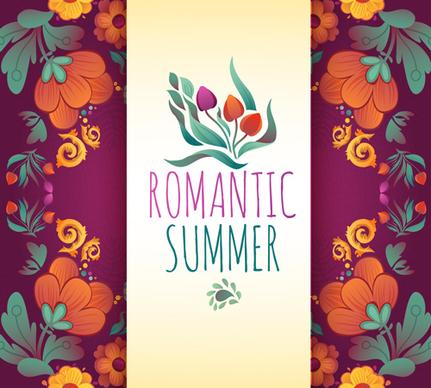 romantic summer floral cards design vector