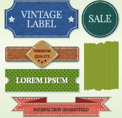 ribbon and label retro design vector graphics