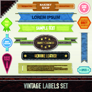 ribbon and label retro design vector graphics