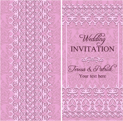 elegant floral decorative wedding invitation vector cards