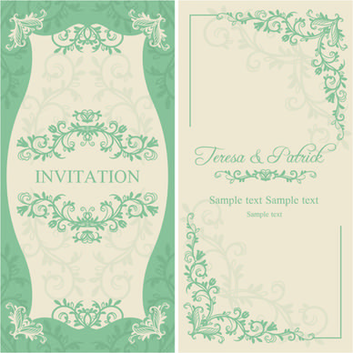 elegant floral decorative wedding invitation vector cards