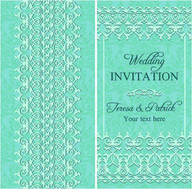 elegant floral decorative wedding invitation vector cards