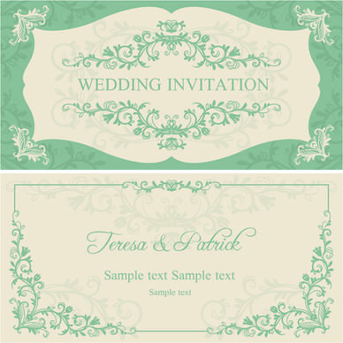 elegant floral decorative wedding invitation vector cards