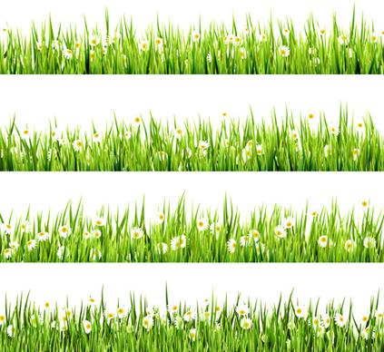 realistic grass borders design vector