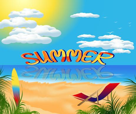 travel summer beach background set vector