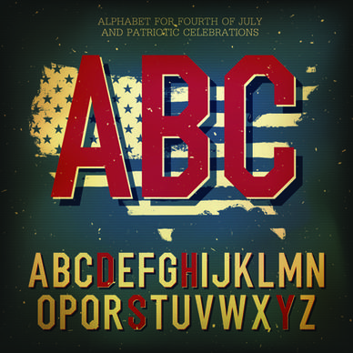 retro alphabet set vector