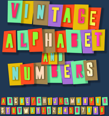 retro alphabet set vector