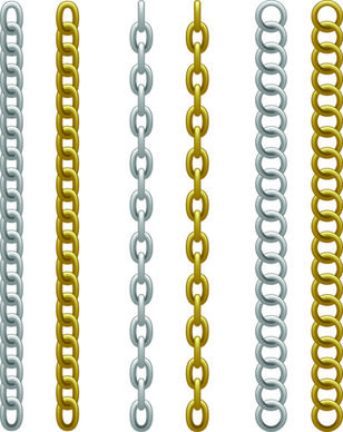 different metal chain borders vector set