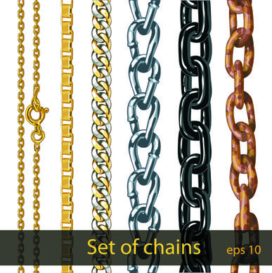 different metal chain borders vector set