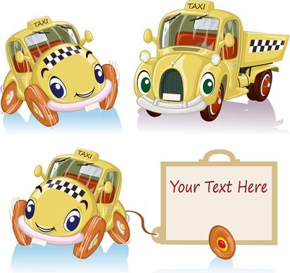 amusing cartoon cars creative vector design