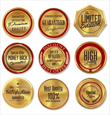 golden luxury badge vector set