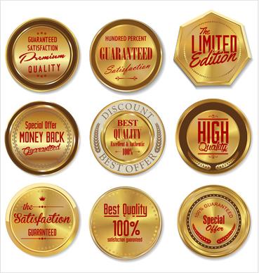 golden luxury badge vector set