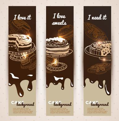 chocolate with cupcake banners background vector