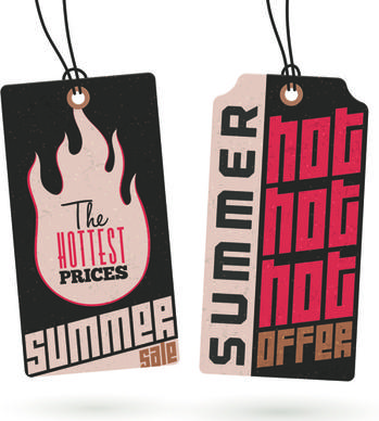 vintage cardboard summer discount sale tags vector