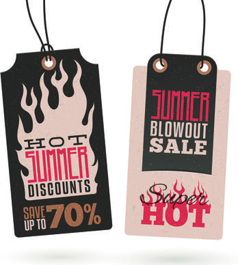 vintage cardboard summer discount sale tags vector