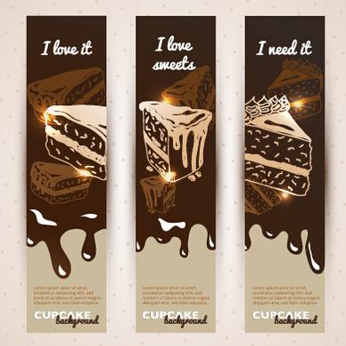 chocolate with cupcake banners background vector