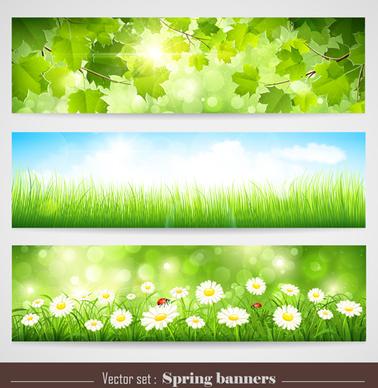 spring natural banners vector set