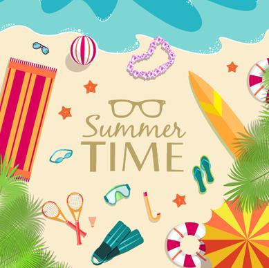 summer travel elements set vector background