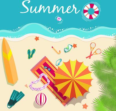 summer travel elements set vector background