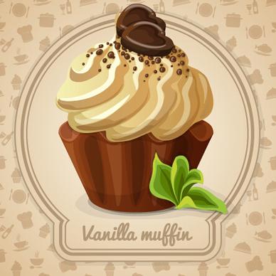 cute cake card design vectors