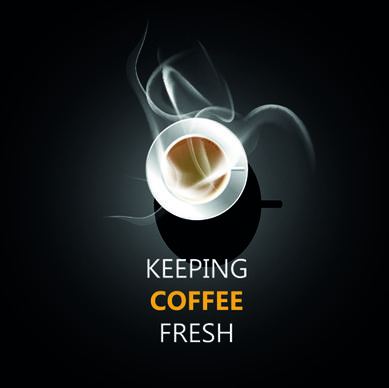 dark background with fresh coffee cup vector