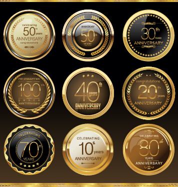 glass textured badges anniversary vector