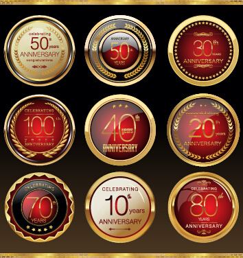 glass textured badges anniversary vector