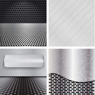 various metal style background set vector