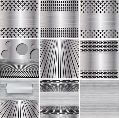 various metal style background set vector