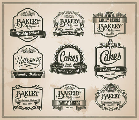 retro bakery labels vector set