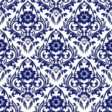 blue floral ornaments pattern seamless vector