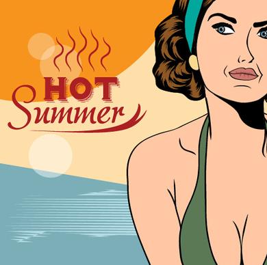 hot summer sexy woman vector background