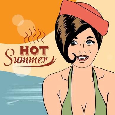 hot summer sexy woman vector background