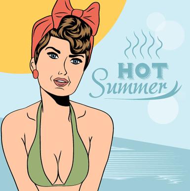 hot summer sexy woman vector background